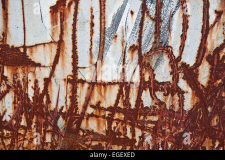 Plaque de métal rouillé avec les voies. Peut être utilisé comme arrière-plan Banque D'Images