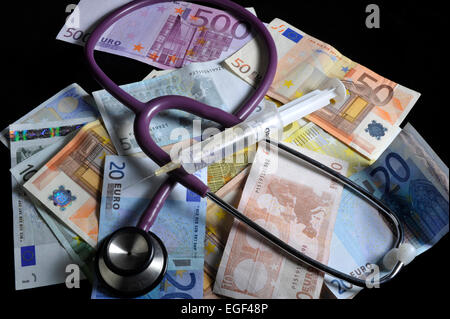 Photo symbolique en rapport avec la médecine, la corruption. Banque D'Images