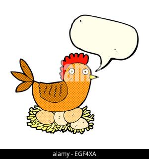 Caricature sur les oeufs de poule avec bulle Illustration de Vecteur