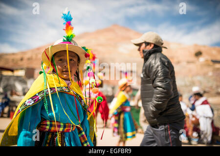Au cours de processions les mineurs, Carnaval, Cerro Rico de Potosí, dans le sud de l'Altiplano, Bolivie Banque D'Images