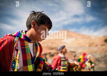 Au cours de processions les mineurs, Carnaval, Cerro Rico de Potosí, dans le sud de l'Altiplano, Bolivie Banque D'Images