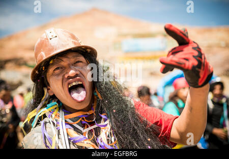Au cours de processions les mineurs, Carnaval, Cerro Rico de Potosí, dans le sud de l'Altiplano, Bolivie Banque D'Images