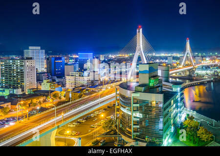 La Ville d'Aomori, Japon centre-ville paysage urbain. Banque D'Images