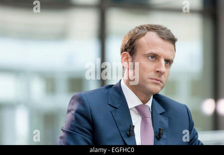 Belgique, Bruxelles : Ministre de l'économie, le renouveau industriel et la technologie de l'information, Emmanuel Macron (2014/09/25) Banque D'Images