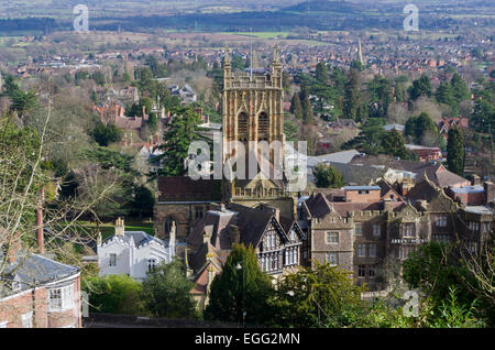 Prieuré de Great Malvern et ville, Worcestershire, Angleterre, RU Banque D'Images