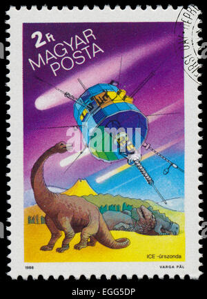 Hongrie - VERS 1986 : timbres en Hongrie, montre Apparition de la comète de Halley, vers 1986 Banque D'Images