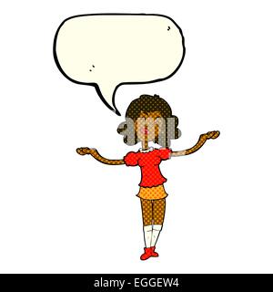 Cartoon woman taking louange avec bulle Illustration de Vecteur