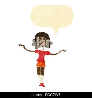 Cartoon woman taking louange avec bulle Illustration de Vecteur