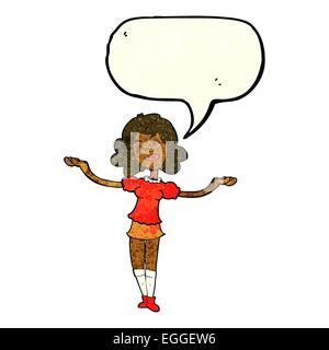 Cartoon woman taking louange avec bulle Illustration de Vecteur