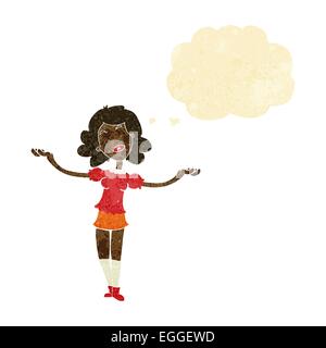 Cartoon woman taking louange avec bulle pensée Illustration de Vecteur