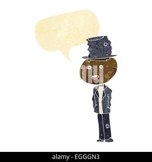 Cartoon funny hobo man with speech bubble Illustration de Vecteur