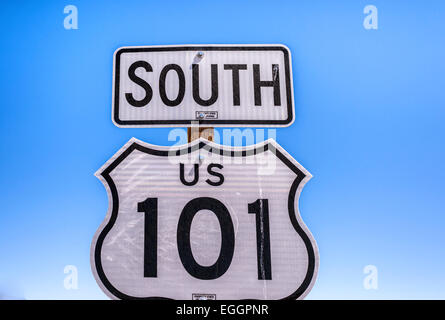 U.S. Highway 101 South Road sign. En Californie, aux États-Unis. Banque D'Images