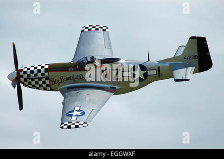 North American P-51D Mustang, surnommé Big Beauitful Doll, dans la deuxième guerre mondiale, United States Army Air Corps couleurs lors d'un pas faible Banque D'Images