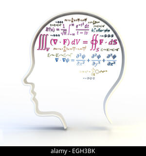 Contour de tête humaine avec des équations mathématiques avancées Banque D'Images