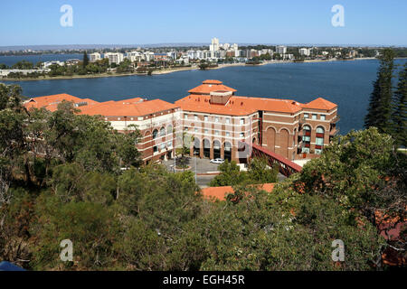 L'emblématique et historique Brasserie Swan bâtiment sur les rives de la rivière Swan, à la base de Kings Park, Perth, Australie occidentale Banque D'Images