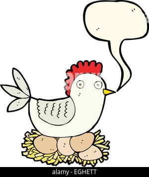 Caricature sur les oeufs de poule avec bulle Illustration de Vecteur