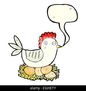 Caricature sur les oeufs de poule avec bulle Illustration de Vecteur