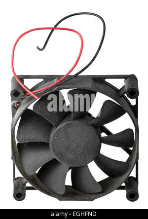 Ventilateur de refroidissement pour CPU vieux isolé sur fond blanc avec clipping path Banque D'Images