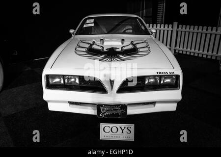 Muscle Car Pontiac Firebird Trans Am, 1977. Le noir et blanc Banque D'Images