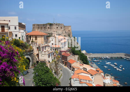 Château Ruffo, scilla village, province de Reggio de Calabre, Calabre, Italie, Europe Banque D'Images