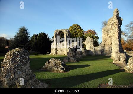 Ruines de l'ancienne abbaye de Bury St Edmunds, Suffolk, UK Banque D'Images