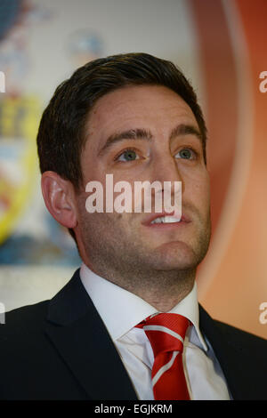 Barnsley, au Royaume-Uni. Le mercredi 25 février 2015. Barnsley FC, nouveau manager Lee Johnson est dévoilé. Photo : Scott Bairstow/Alamy Banque D'Images