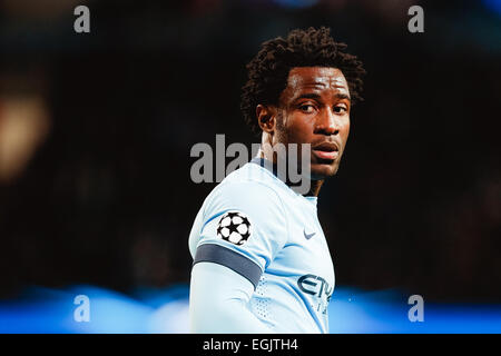 Manchester, UK. Feb 24, 2015. Wilfried Bony (Man C) Football/soccer : Wilfried Bony de Manchester City lors de la Ligue des Champions Tour de jambe Premier 16 match entre Manchester City et Barcelone au stade Etihad à Manchester, Angleterre . © AFLO/Alamy Live News Banque D'Images