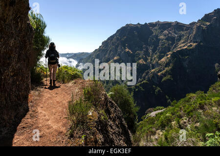 Trail de la Pousada Do Arieiro à Pico Ruivo, Parque Natural da Madeira, Madère, Portugal Banque D'Images