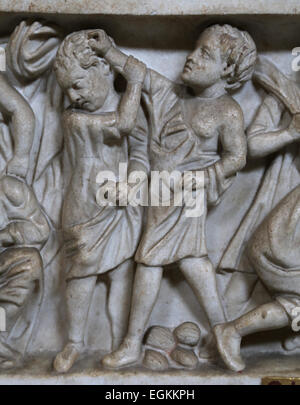 Époque Romaine. Sarcophage d'un enfant. En. 3e 100. AD. À partir de la Via Appia. Rome. Musées du Vatican. Pio-Clementine Museum. Banque D'Images