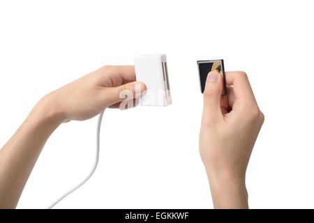 L'USB 3.0 et lecteur de carte mémoire CF Memory, isolated on white Banque D'Images
