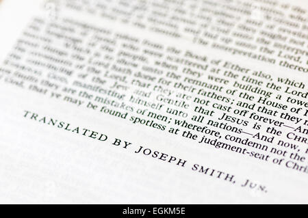 Introduction au Livre de Mormon, traduit par Joseph Smith. Banque D'Images