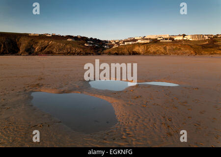 Mawgan Porth ; Plage ; Cornwall, UK Banque D'Images