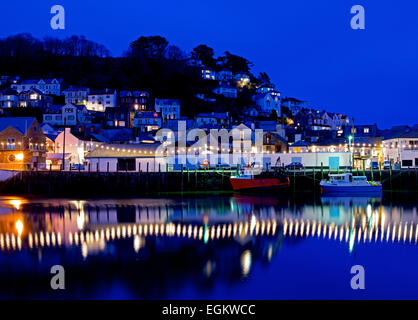 Looe, une ville de pêcheurs, de nuit, Cornwall, England UK Banque D'Images