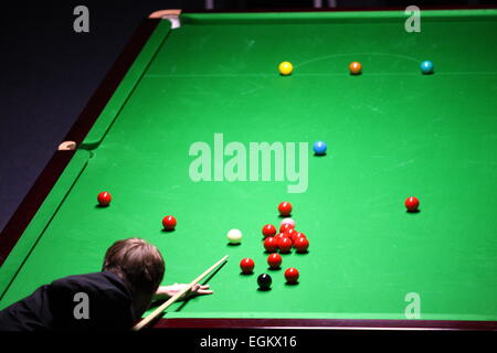 Gdynia, Pologne. 26, 10 févr. 2015. Gdynia PTC Ouvrir 2015 Tournoi de Billard commence à Gdynia à Gdynia Arena sports hall. Première qualification jeux à Gdynia Arena sports hall. Credit : Michal Fludra/Alamy Live News Banque D'Images