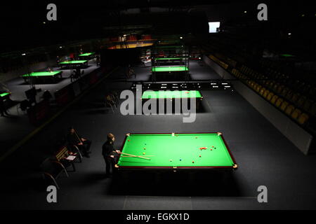 Gdynia, Pologne. 26, 10 févr. 2015. Gdynia PTC Ouvrir 2015 Tournoi de Billard commence à Gdynia à Gdynia Arena sports hall. Première qualification jeux à Gdynia Arena sports hall. Credit : Michal Fludra/Alamy Live News Banque D'Images