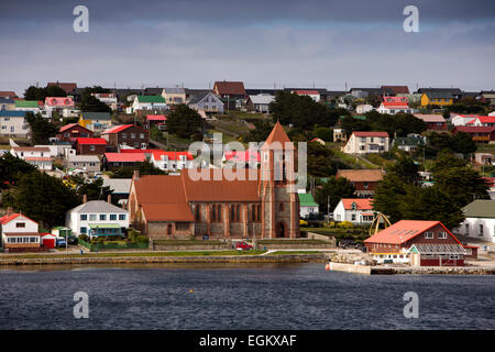 L'Atlantique Sud, Falklands, Stanley, front de mer, Ross, Road, Christ Church Cathedral Banque D'Images