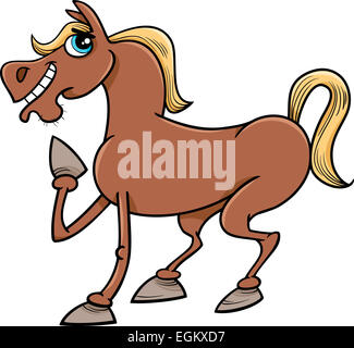 Cartoon Illustration de Funny Horse Farm Animal Banque D'Images