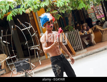 Artiste de rue à Siem Reap, Cambodge. Banque D'Images