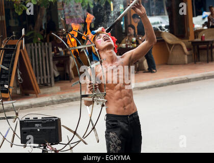 Artiste de rue à Siem Reap, Cambodge. Banque D'Images