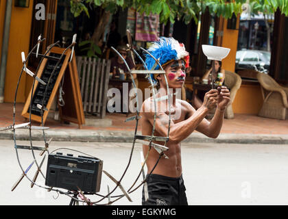 Artiste de rue à Siem Reap, Cambodge. Banque D'Images