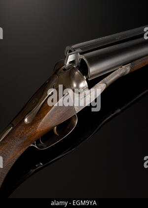 Double-Barrel Shotgun antique, Close-Up Banque D'Images