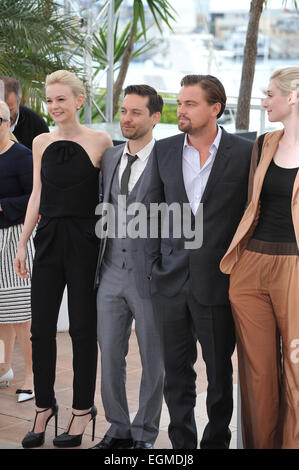 CANNES, FRANCE - 15 MAI 2013 : Leonardo DiCaprio, Carey Mulligan, Tobey Maguire & Elizabeth Debicki au photocall pour leur film 'Gatsby le Magnifique' au 66e Festival de Cannes. Banque D'Images