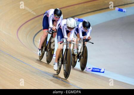 Katie ARCHIBALD / Laura TROTT / Elinor BARKER / Joanna ROXSELL - Grande Bretagne - Poursuite par equipes femmes - 19.02.2015 - Cyclisme sur piste - Championnats du Monde - Saint Quentin en Yvelines -.Photo : Dave Sport hiver / icône Banque D'Images
