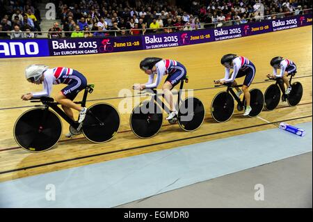 Katie ARCHIBALD / Laura TROTT / Elinor BARKER / Joanna ROXSELL - Grande Bretagne - Poursuite par equipes femmes - 19.02.2015 - Cyclisme sur piste - Championnats du Monde - Saint Quentin en Yvelines -.Photo : Dave Sport hiver / icône Banque D'Images