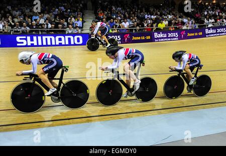 Katie ARCHIBALD/Laura TROTT/Elinor BARKER/Joanna ROXSELL - Grande Bretagne - Poursuite par equipes femmes - 19.02.2015 - Cyclisme sur piste - Championnats du Monde - Saint Quentin en Yvelines -.Photo : Dave Winter/Icon Sport Banque D'Images