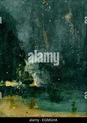 Nocturne en noir et or : la chute de Rocket - James Abbott McNeill Whistler, vers 1875 Banque D'Images