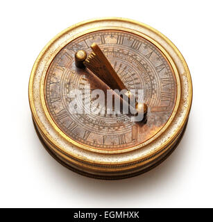 Vue rapprochée de la boussole sur la couverture vintage white Banque D'Images