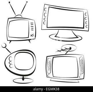Retro cartoon à la télévision. Doodle style. Clip art Illustration Banque D'Images