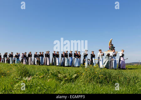 Michaelmas procession, Gaissach, Isarwinkel, Haute-Bavière, Bavière, Allemagne Banque D'Images
