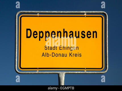 Les limites de la ville signe d'Deppenhausen, Ehingen, Alb-danube-Kreis, Bade-Wurtemberg, Allemagne Banque D'Images
